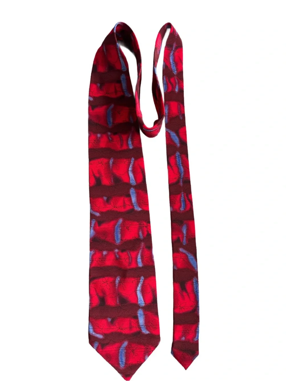 JERRY GARCIA (RIP) Tree Collection 15 -Tie in a Red & Blue Pattern 100% Silk